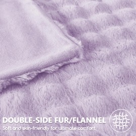 L'AGRATY Faux Fur Throw Blanket: 60" x 80" Luxury Soft Fluffy Rabbit Fur Blankets Twin for Couch Bed Sofa - Cozy Plush Bubble Blankets for Winter: Flannel Fleece Decorative Blanket(Purple)