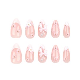 Handmade Acrylic Pressed Nails Almond Nail Shape, 10PCS Handmade Pressed Nails, Reusable Fake Nail Sticker Kit (colour c, L)