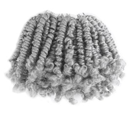 Pre-Twisted Short Bob Spring Twist Crochet Hair for Black Women 4 Inch Grey