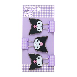 Sanrio Double Clips, Set of 3, Kuromi, ABS and Steel 615439