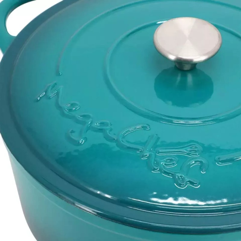 MegaChef 6.35 Qt Round Enameled Cast Iron Dutch Oven Self