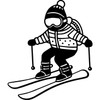 'Beginner Skier' Rubber Stamp - Unmounted Design for Crafting &