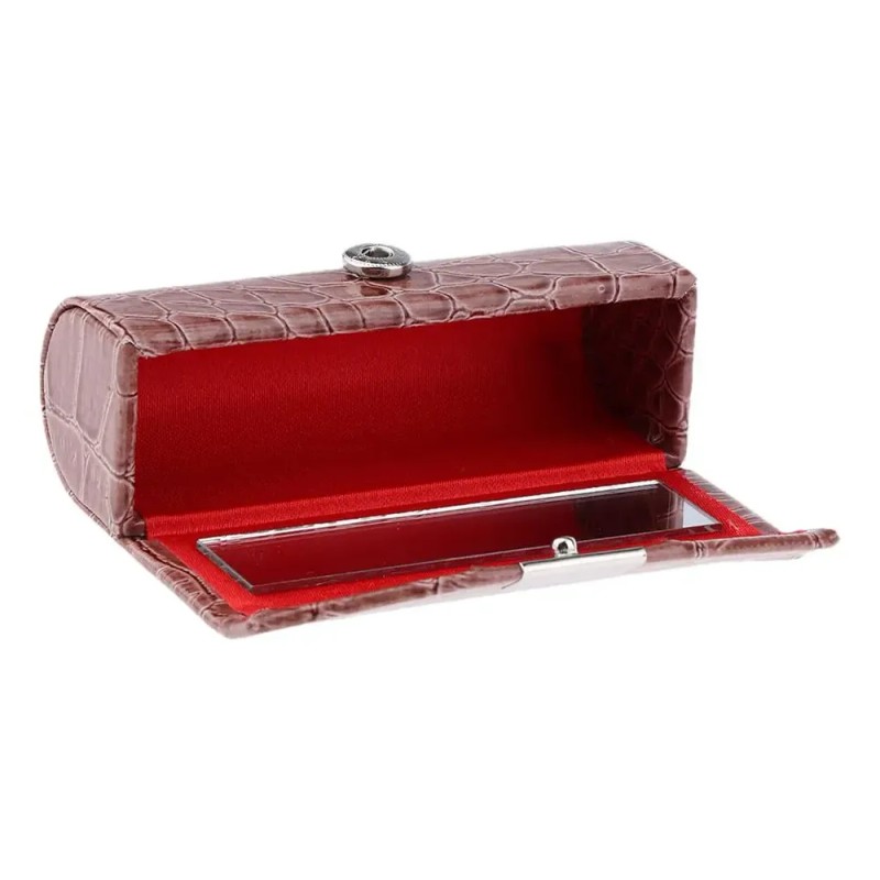 2 Estuches Para Pintalabios De Piel Marrón Anaranjado