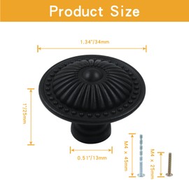 Luomorgo 15 Pcs Matte Black Cabinet knobs, Vintage Drawer Knobs Heavy Duty Dresser Knobs, Decorative Floral Pull Knobs Handle for Cabinet Furniture Cupboard Closet Door