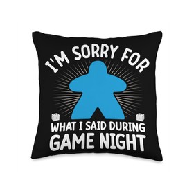 Funny Board Game Sayings For Game Nights I'm Sorry for What I Said Night-Board Game Throw Pillow, 16x16, Multicolor