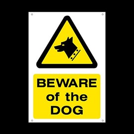 Beware of the dog Plastic Sign with 4 Pre-Drilled Holes - Fouling/Dog Area/Clean it up/Security Guard Dogs (MISC60)