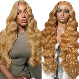 Lakaisa Body Wave Human Hair Wig Blonde 4 x 4 Lace Front Real Hair Wig Wear and Go Glueless 100% Unprocessed Brazilian Remy Hair Wig Real Hair Women No Smell for Woman 22 Inches
