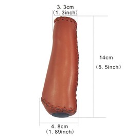 UPANBIKE Bike Grips Ergonomic Design Handmade Sewing Push On Leather Handlebar Grips (Brown/Long)