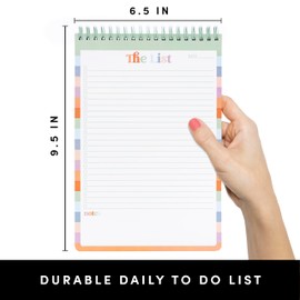 PAPERAGE To Do List Notepad, Daily To Do List Notebook, 60 Double-sided Tear-off Sheets, 1 Pack, 6.5" x 9.5", Undated Daily Planner Checklist for Office, School or Home (Pastel Rainbow Stripe)