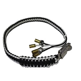 Biker Whip 24" Black and White with Silver Punisher Skulls .45 Cal casing