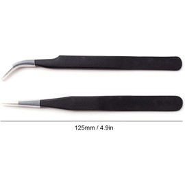 Lash Tweezers, Pack of 2 Stainless Steel Tweezers for Eyelash Extensions | Straight and Curved Tip Eyelash Tweezers | False Lash Application Tools (Pack of 2, Black)