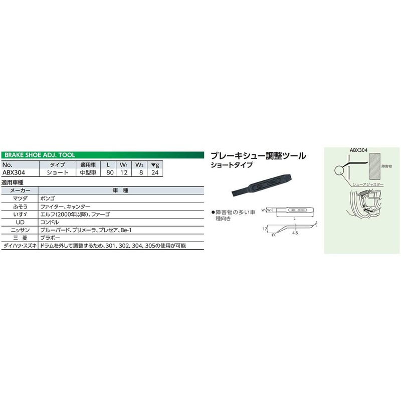 [KTC] Brake Shoe Adjustment Tool Short Type [Model: abx304]
