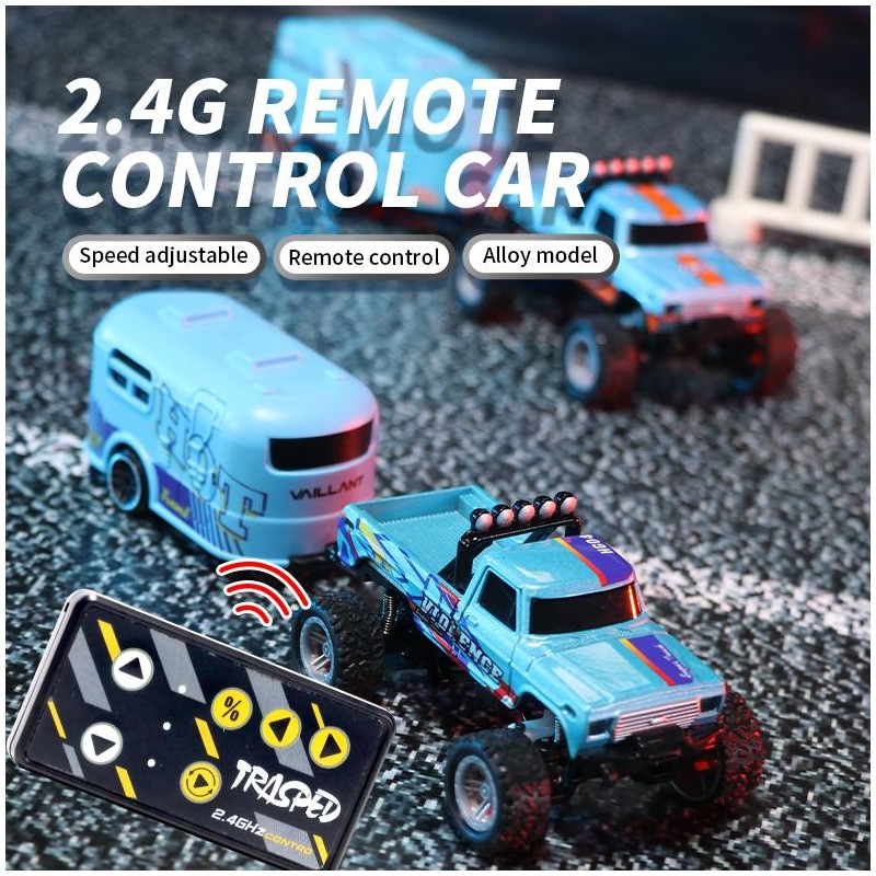 Hotfree 1/64 Mini RC Monster Truck with RV 2.4GHz Remote