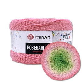 Frida's Wollhaus YarnArt 250 g = 1000 m Rosegarden Bobbel Gradient Yarn Wool 26 Colours (314 | Pink/Light Pink/Vanilla/Green)