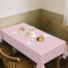 FuenteOrilla 4 Pcs Pink and White Checkered Tablecloths Waterproof Rectangle