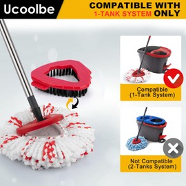 Spin Mop Replace Head for O Cedar 1 Tank EasyWring, 40% More Cleaning Power, Upgraded Scrub Brush Mop Replacement Head for Ocedar, Include 4 Microfiber Mop Refills, 1 Mop Brush,1 Mop Handle,1 Mop Base