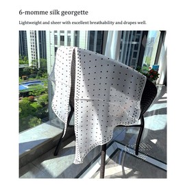 COtheSumay 100% Mulberry Silk Long Scarf for Hair Beach Head Wraps for Women Handbag accessories Necktie, Arranged Dots White, 12.6"X63"
