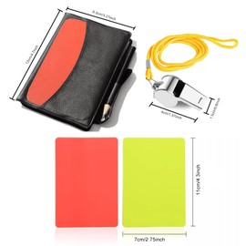 2 Sports Football Referee Cards Set Red Card Yellow Card with 2 Pcs Metal Referee Whistle