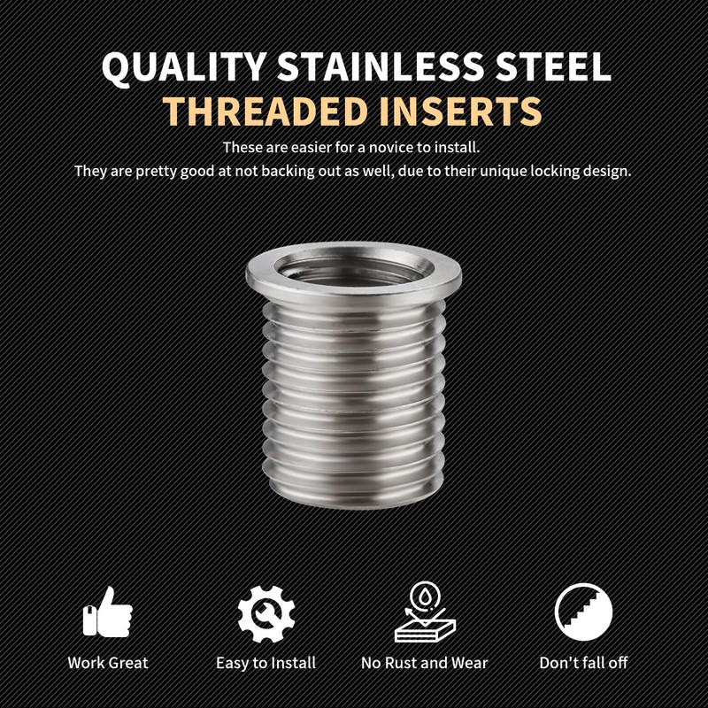 SENNMONN Thread Repair Inserts M10x1.25x14mm Insert Qty 10 Stainless Steel