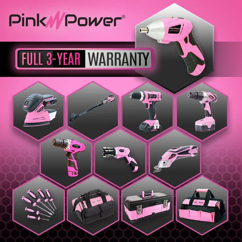 Pink Power Cordless Screwdriver Set - 3.6V Electric Screwdriver Rechargeable
