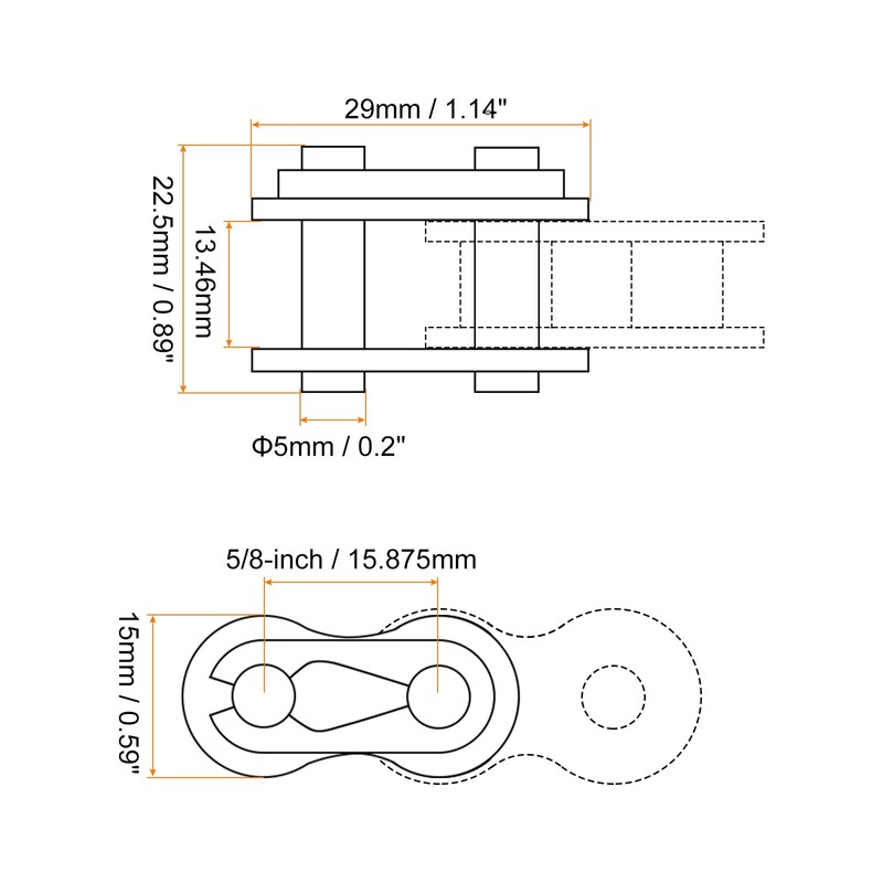 sourcing map 6Pcs #50 Chain Master Connector Link Roller 5/8"