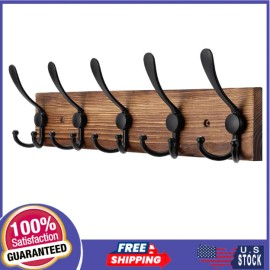 Kuhome Coat Rack Wall Mount Wooden Hat Rack for Wall Hooks Pine Real Wood Plank
