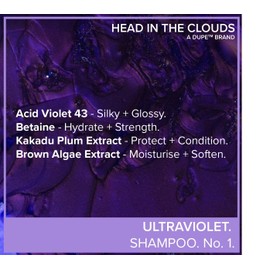 Dupe Head in the Clouds Ultraviolet Purple Shampoo No. 01, Blonde, Silver and White Hair Enhancer, Purple Tones Neutralise Yellow and Brassy Colours, Brightening Colour Care System 150ml