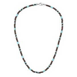 COAI Synthetic Turquoise Coconut Shell Necklace for Men 20"