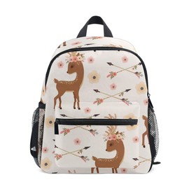 Kids Backpack Deer With Flower Arrows Preschool Bag for Toddler Boy Girls Schoolbag One Size