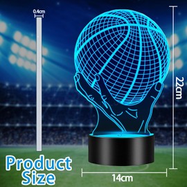 WELLXUNK Basketball Gifts Boys Children Girls Basketball 3D Illusion Lamp, Basketball Night Light with Remote Control + Touch 16 Colour Changing + Timer Desk Lamps, Basketball Lamp Gift