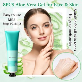 8 Geles De Aloe Vera Para Rostro Y Piel, Gel Orgánico De Aloe Vera, Crema Hidratante Para Después Del Sol(Tamaño De Viaje), Loción Hidratante Para El Cuidado De La Piel, Loción Para Después