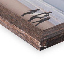 eletecpro 5x7 Hanging Picture Frames, Wall Picture Frames with Real Glass, Foldable Picture Frame Displays 4 Photos for Wall Decor, Rustic Walnut