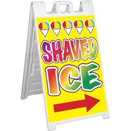 4 LESS CO Signicade A-Frame Sign Sidewalk Pavement Food Concession Sign - SHAVED ICE