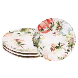 Sonemone Pumpkin Harvest Dinner Plates Set of 4, 11 Inch Ceramic Plates, Large Dinnerware Dish Set for Kitchen, Dinner, Salad, Dessert, Microwave & Dishwasher Safe, Scratch Resistant