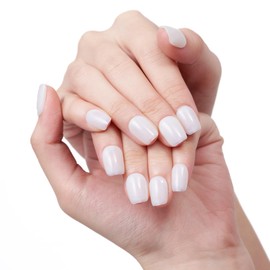 GLAMERMAID Pure White Press On Nails Extra Short Square, Handmade Jelly Soft Gel Nails Fake Nails kit, Natural Nails Manicure Kits Stick Glue on Nail for Women Reusable Acrylic Stick on False Nail