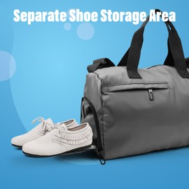 Viiotu Gym Bag Women, Small Duffle Bag with Shoes Compartment & Waterproof Pocket for Women Girl Sports Travel Swimming (Grey)