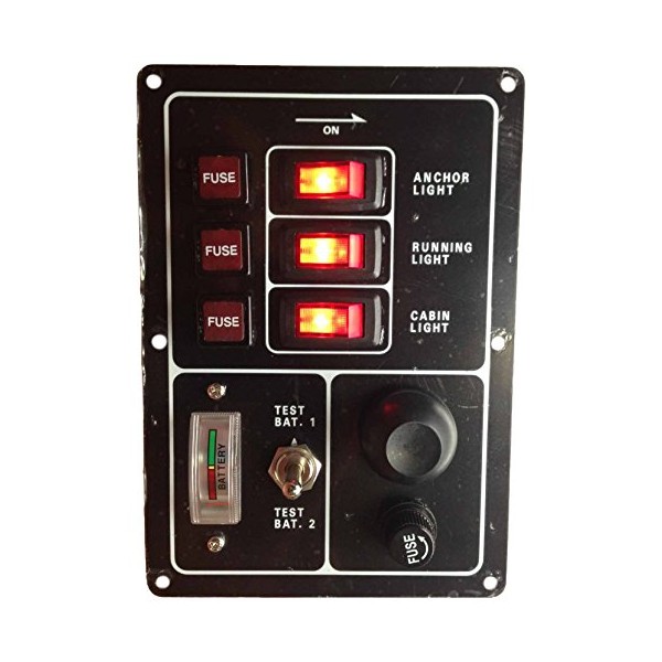 Pactrade Marine Boat Aluminum Switch Panel 3 Gang with Battery
