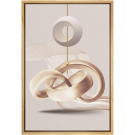 SIGNFORD Framed Canvas Print Wall Art White 3D Sphere Surreal Twist Landscape Abstract Shapes Digital Art Modern Art Decorative Sci-Fi & Fantasy for Living Room, Bedroom, Office - 16"x24" Natural