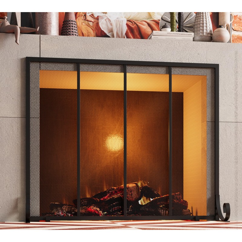 Fire Beauty Flat Panel Fireplace Screen Spark Guard Wrought Metal