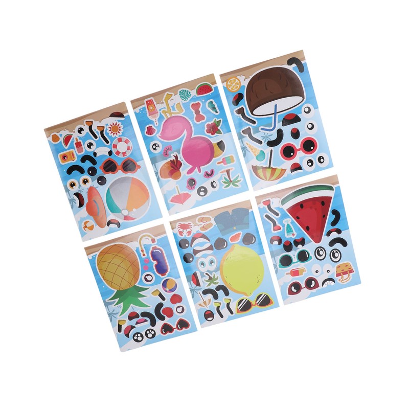 36PCS Facial Stickers for Kids Cartoon Hawaiian Beach Theme Sticker