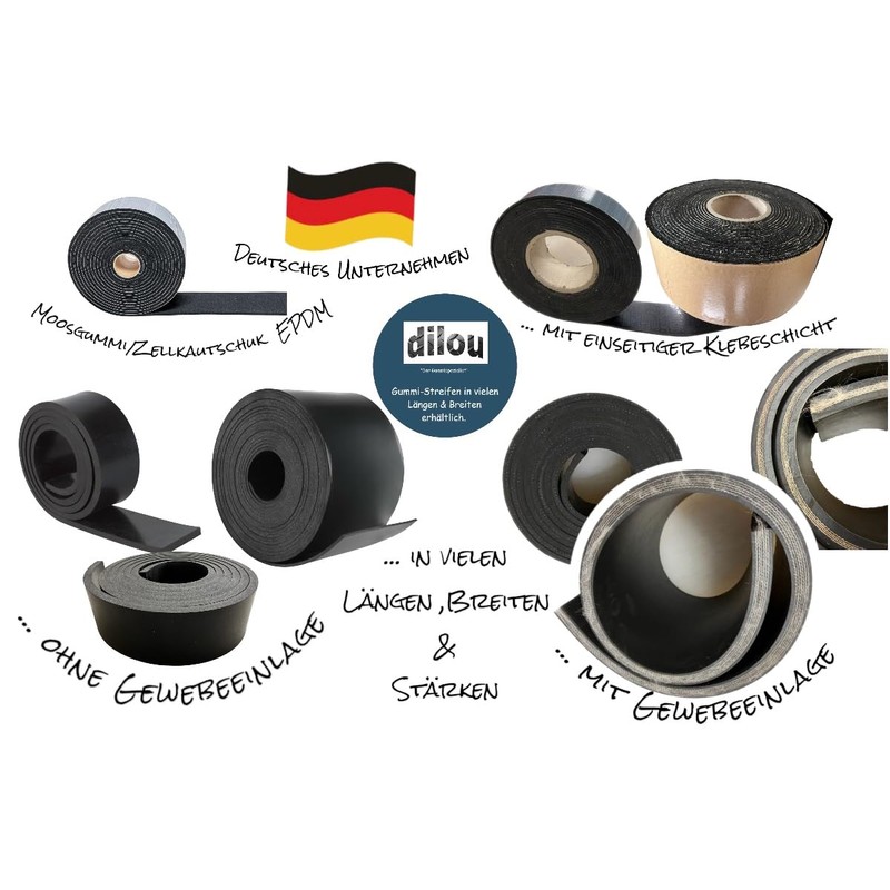 1200 mm x 40 mm x 3 mm rubber strips