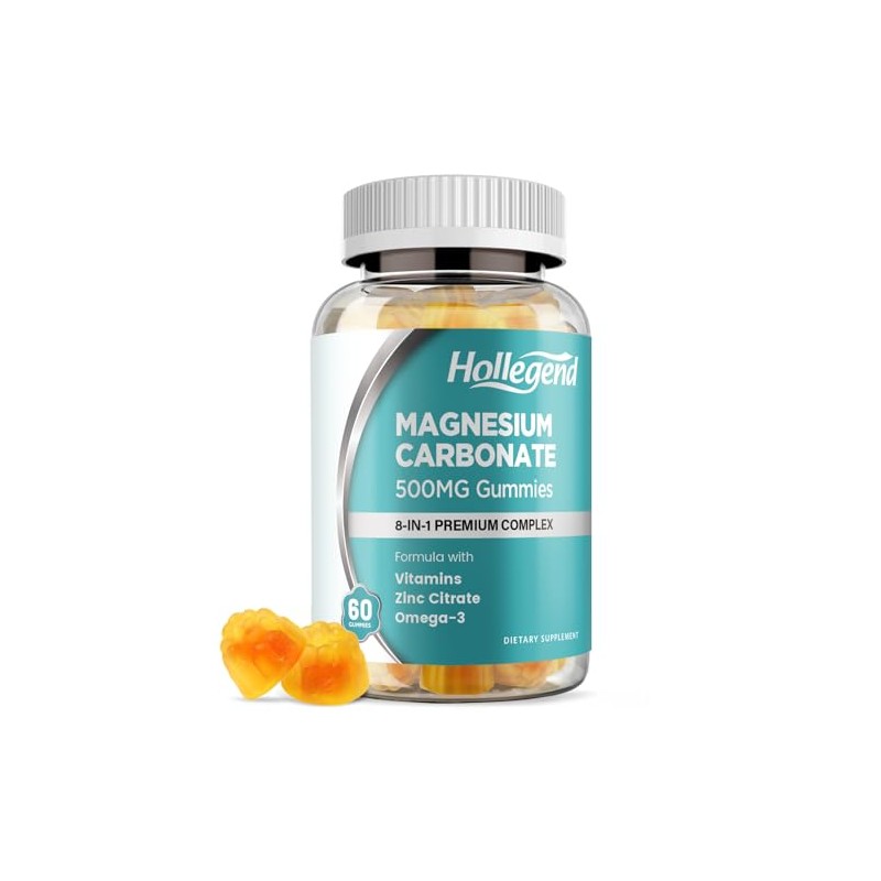 Magnesium Carbonate Gummies, Magnesium Carbonate Complex 500mg Supplement with D3