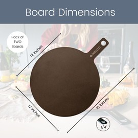babadoh Wood Fibre Round Pizza Serving Boards | Set of two 12" Boards | Charcuterie Tray | Cheese Board | Dessert Platter