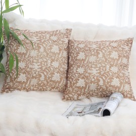 OYIMUA 2 Pack Cushion Covers 50cm x 50cm Linen Outdoor Cushions Square Decorative Pillow Covers 20x20 Inch for Sofa Bed Garden-Neutral Colour