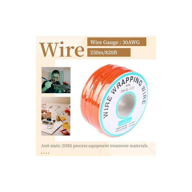 JESSINIE Orange Electronic Wire DM-30-1000 Wire Wrapping Wire 30 AWG