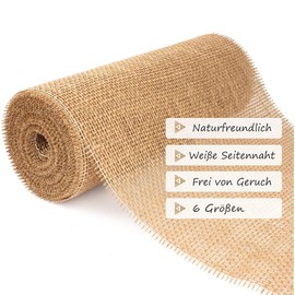 Tyenaza Natural Hessian Table Runner, Hessian Table Runner for Vintage Wedding Decoration, Rural Farmhouse Table Home Decor (15 cm x 2 m)