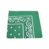 KELLY dark GREEN cotton bandana scarf SQUARE BLACK WHITE PAISLEY