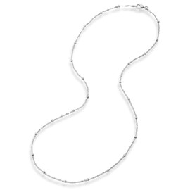 Miabella 925 Sterling Silver Figaro, Beaded Singapore, Sparkle, Cuban Link Chain, Adjustable Choker Necklace for Women Made in Italy (Singapore Bead, Length 13+2 Inches)