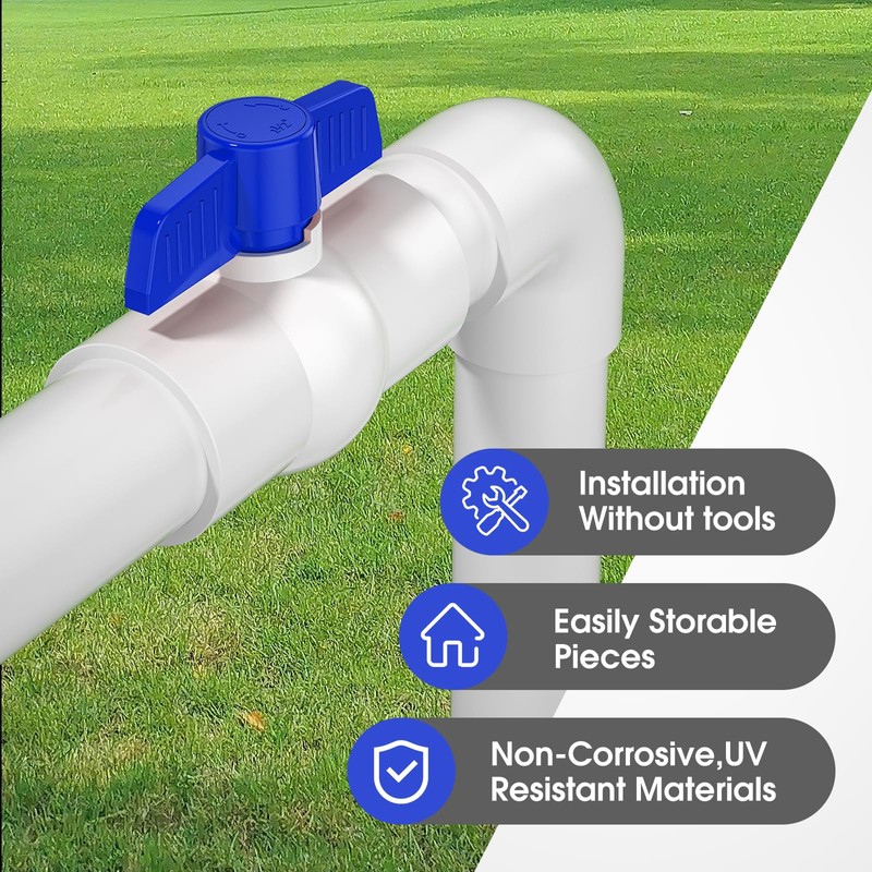 EPHECH 20PCS 1/2" PVC Ball Valve, SCH40 Slip PVC Water