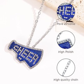 CEMOTY Charm Necklaces for Teen Girl-Cheer Necklace for Teen Girls-Cute Cheerleading Pendant Necklace Jewelry for Girls Birthday Christmas Gifts-Girls Blue Cheer Necklaces